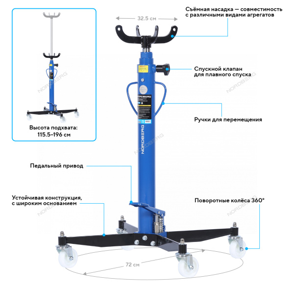 Стойка трансмиссионная, 1 т, синяя n3410t