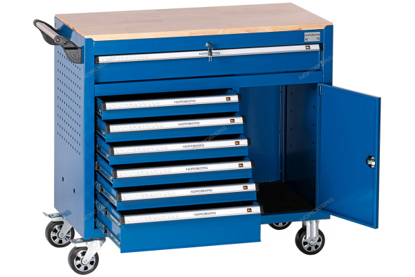 Тележка NORDBERG 7 выдвижных ящиков с набором инструментов TOLSEN BOXER, 157 предметов t8+tt85415-157