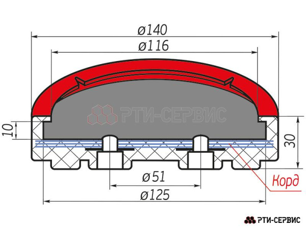 Накладка резиновая для подъемников inch (Дюйм)EverLiftinch (Дюйм) 5т. КОРД 1042к