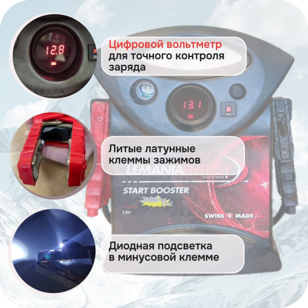 Автономное пусковое устройство (бустер), 12В, 3100А max, LEMANIA ENERGY, P3-3100 179702