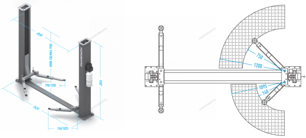Подъемник двухстоечный, 4 т n4122a-4t_380v