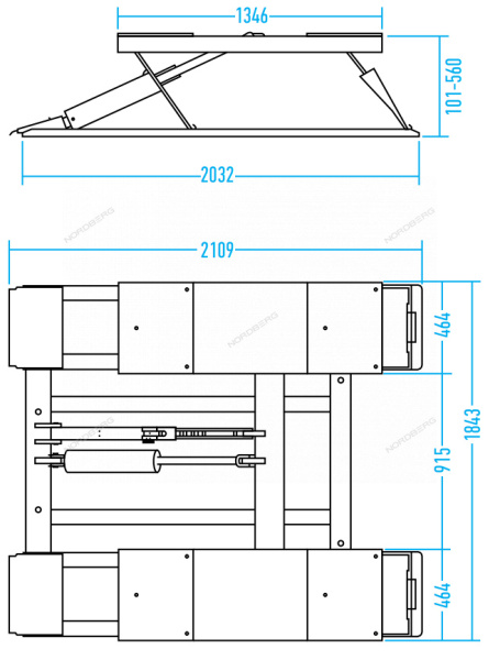 Подъемник ножничный для шиномонтажа и зоны приемки, 2,5 т 633s-2.5t