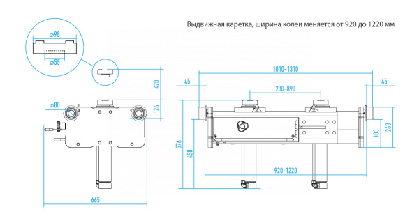Домкрат пневмогидравлический ямный двухштоковый (канавный подъемник), 20 т n502t