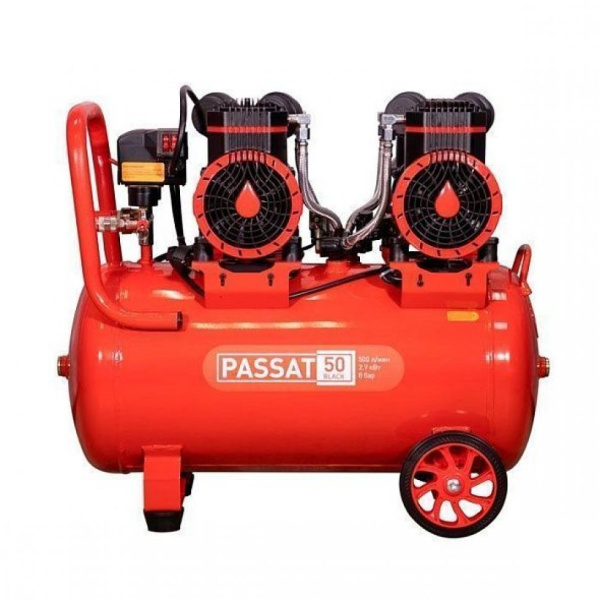 Компрессор PASSAT-50 BLACK тихий, без масл. 2 режима работы (45л, 500л/мин, 2.9кВт) 31401