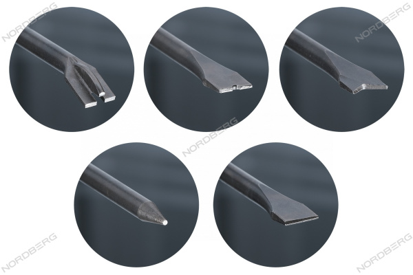 Набор насадок для пневмозубила, 5 шт с шестигранным хвостовиком np5905