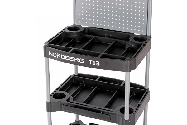 Тележка инструментальная, 3 пластиковые полки, с перфорацией t13