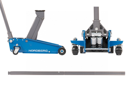 Домкрат подкатной 3 т с резиновой насадкой, быстрый подъем n32030