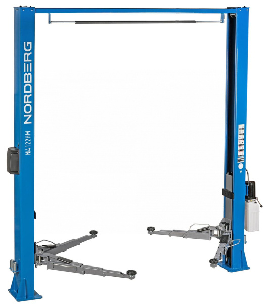 Подъемник двухстоечный 4 т, верхняя синхронизация, снятие со стопоров с одной колонны, 380 В, синий n4122hm-4g