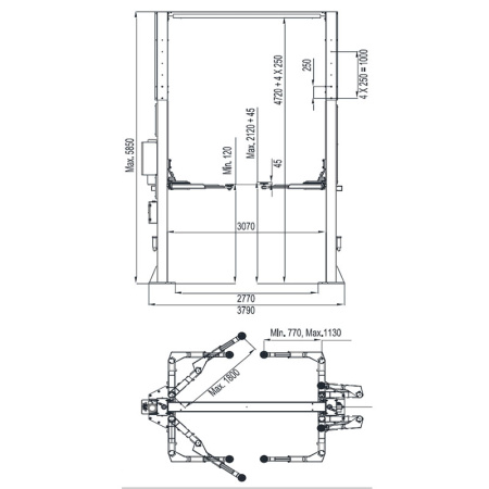 Подъемник двухстоечный электрогидравлический, 8т., eqtree™, TL 2080Е 202153