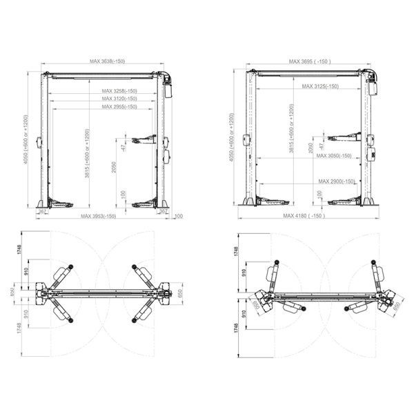 Подъемник двухстоечный электрогидравлический 4,5т. BRIGHT, BETA 45 197833