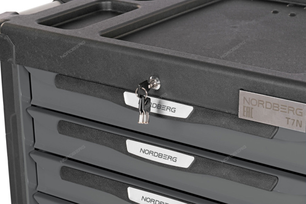 Тележка NORDBERG 7 выдвижных ящиков с набором инструментов TOLSEN BOXER, 157 предметов t7n(g)+tt85415-157