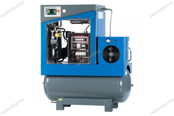Компрессор винтовой, 15 кВт, ресивер 500 л, 10 бар, 1910 л/мин, осушитель nca20rd