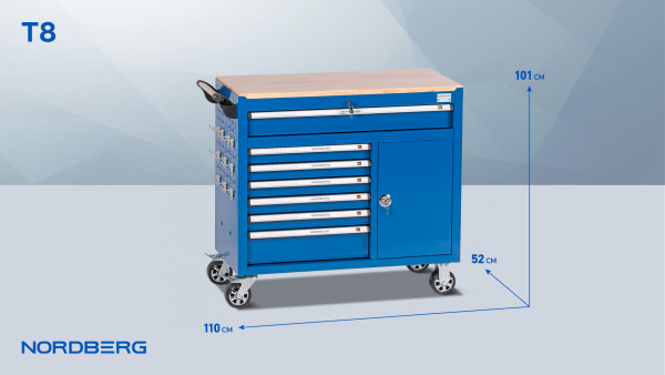 Тележка инструментальная, 7 выдвижных ящиков t8