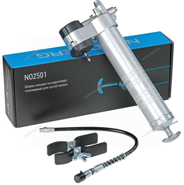 Шприц-насадка на шуруповерт, плунжерный для густой смазки, 400 мл no2501