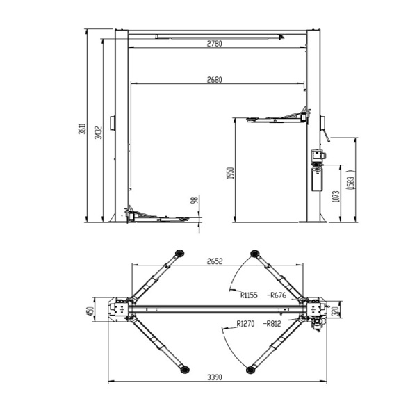 Подъемник двухстоечный электрогидравлический, 4 т., eqtree™ , TL 2040M 203057