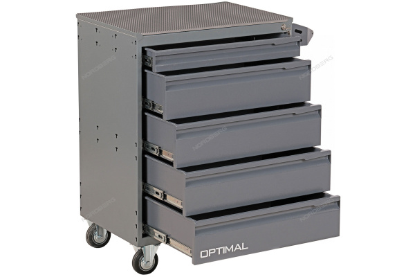 Тележка OPTIMAL 5 выдвижных ящиков с набором инструментов TOLSEN BOXER, 157 предметов nt215 7012/7015+tt85415-157