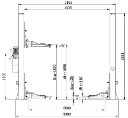 Подъемник 2-х стоечный с нижней связью, 4 т., ПГН2-4.0 (А) 380В пгн2-4.0 (а)