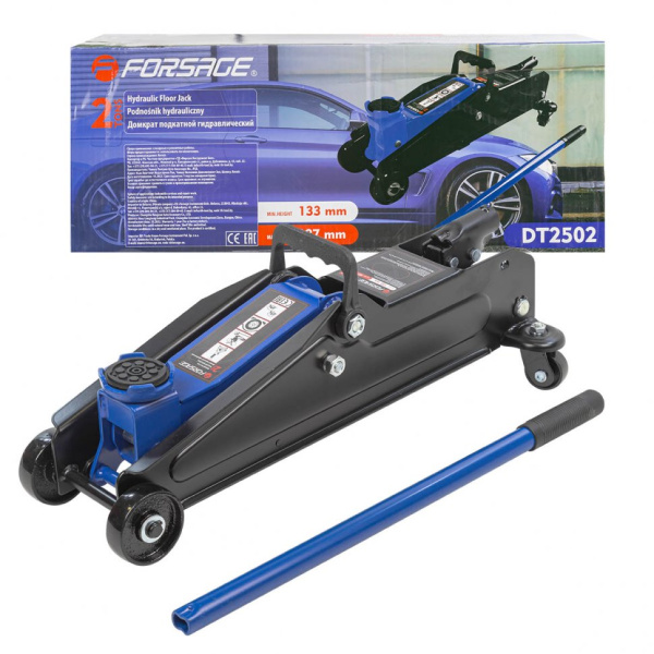 Домкрат подкатной гидравлический 2т (h min 133мм, h max 387мм) f-dt2502