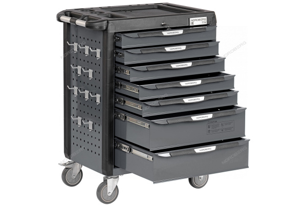 Тележка NORDBERG 7 выдвижных ящиков с набором инструментов TOLSEN BOXER, 157 предметов t7n(g)+tt85415-157