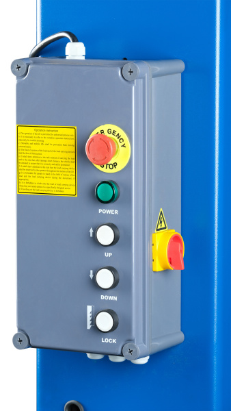 Подъемник двухстоечный 4 т, верхняя синхронизация, с электростопорами, H=3,6 м, 380 В, синий n4120he-4b