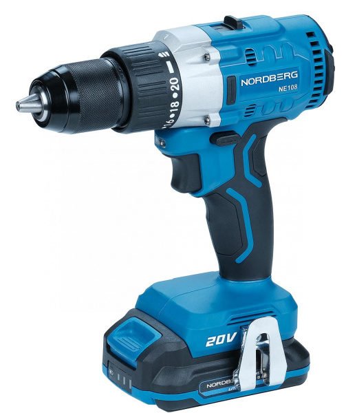 Шуруповерт аккумуляторный макс. Ø сверла 13 мм, 20 В, 80 Нм, с 2 аккумуляторами и зарядным устройством ne108k