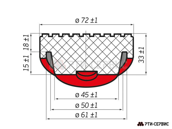 Опора резиновая на домкрат подкатной ø50 h33 1070