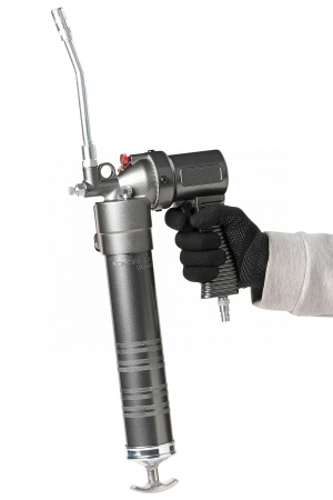 Шприц плунжерный пневматический для густой смазки с быстросъёмным соединением головки на тубу и поворотом рукоятки, 400 мл no3402