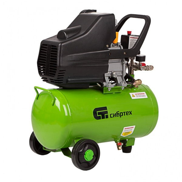 Компрессор воздушный КК-1500/24, 1,5 кВт, 198 л/мин, 24 л, прямой привод, масляный// Сибртех 58037