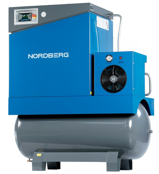 Компрессор винтовой, 11 кВт, ресивер 500 л, 10 бар, 1450 л/мин, осушитель nca15rd