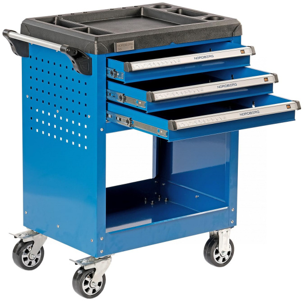 Тележка инструментальная, 3 выдвижных ящика, открытый отсек t4n