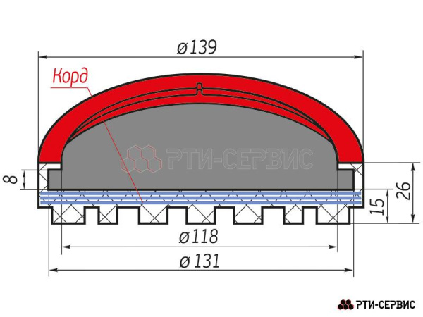 Накладка резиновая для подъемников inch (Дюйм)Wertherinch (Дюйм). КОРД 1037к