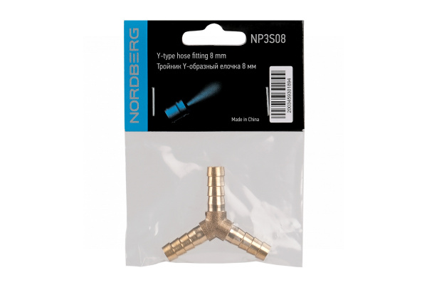 Тройник Y-образный - елочка Ø 8 мм np3s08