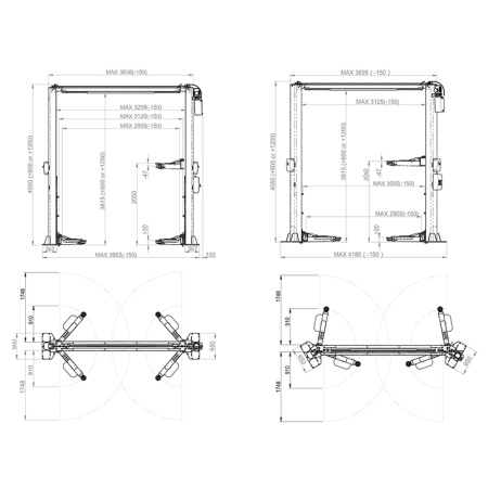 Подъемник двухстоечный электрогидравлический 4,5т. BRIGHT, BETA 45 197833