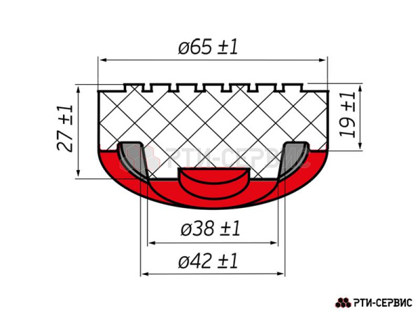 Накладка резиновая на домкрат подкатной ø42 h27 1005