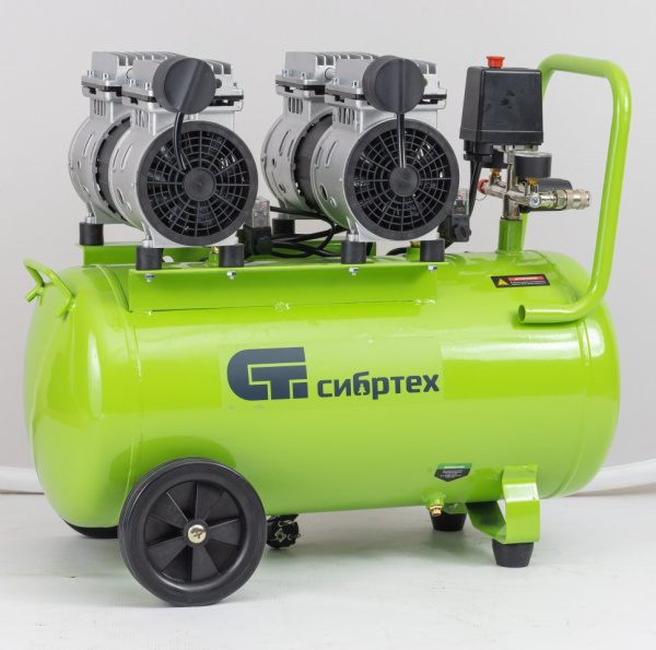 Компрессор безмаслянный малошумный МБ 2000/50, 2000 Вт, 50л, 300 л/мин// Сибртех 58007