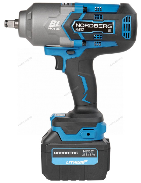 Гайковерт аккумуляторный, 1/2inch (Дюйм), 21 В, 1700 Нм, два аккумулятора 6A и зарядное устройство, в кейсе ne812k