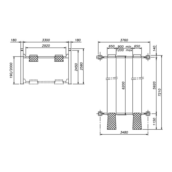 Подъёмник четырёхстоечный 8т, гладкие трапы, APAC, 1528C 156511