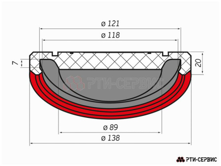 Накладка резиновая на домкрат подкатной ø121 h20 'WINNTEC' 1035
