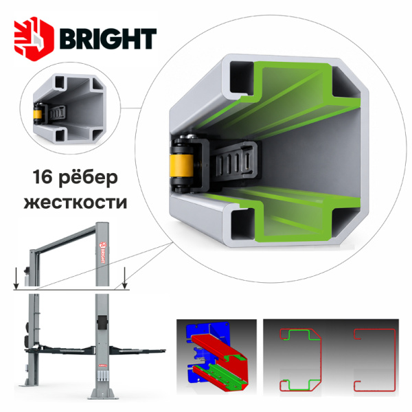 Подъемник двухстоечный электрогидравлический 4,5т. BRIGHT, BETA 45 197833