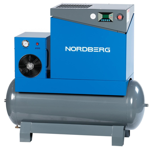 Компрессор винтовой, 7,5 кВт, ресивер 350 л, 10 бар, 900 л/мин, осушитель nca10rd