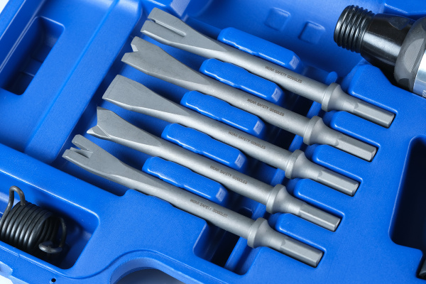 Пневмозубило в кейсе, 5 насадок + быстросъемный адаптер (HA67-KIT) np5067