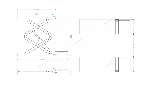 Подъемник ножничный 4 т,со встроенным адаптером дляSUV авто, 380 В, синий n631-4b_380