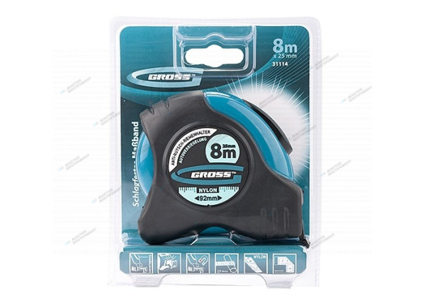 Рулетка 31114 inch (Дюйм)Schlagfestinch (Дюйм) 8м х 25мм, магн. обрез. зацеп, двухст. шкала 31114