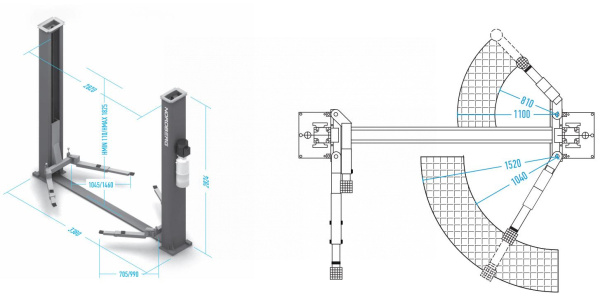 Подъемник двухстоечный, 4 т, 380 В n4124-4t_380v