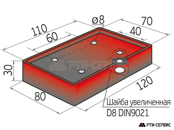 Накладка резиновая прямоугольная для подъемников: Т-4, AE&T, Peak, AMGO, Avik, Fagihi, Nordberg 1017