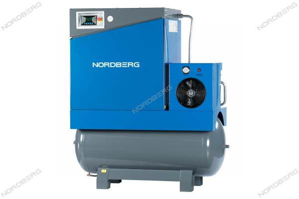 Компрессор винтовой, 15 кВт, ресивер 500 л, 10 бар, 1910 л/мин, осушитель nca20rd