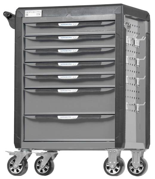 Тележка инструментальная, 7 выдвижных ящиков, с системой защиты от опрокидывания, серая t7p(g)