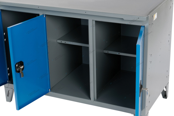 Верстак слесарный трехтумбовый, 3 синие створки nw303 7012/5005