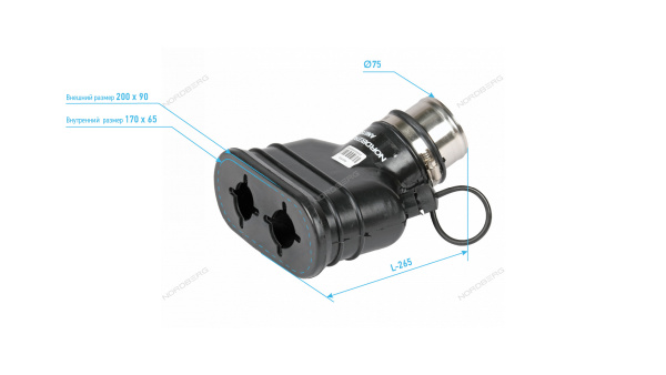 Насадка резиновая овальная на шланг D=75 мм nordberg an075d