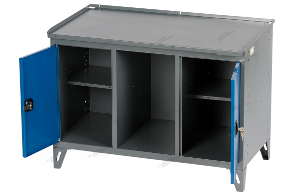 Верстак слесарный трехтумбовый, 2 синие створки nw302 7012/5005